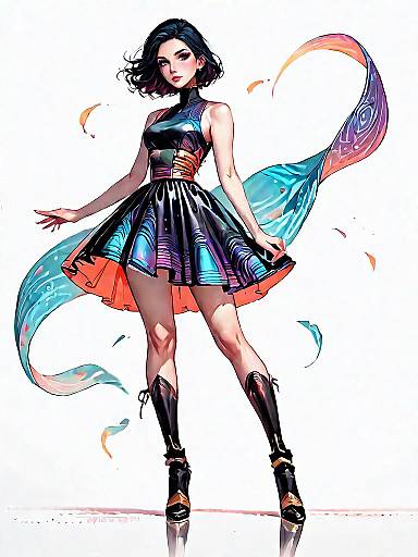 Stylish Woman in Glam Metallic Dress