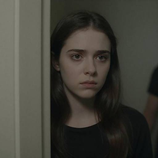 Mysterious Woman Behind a Door Frame