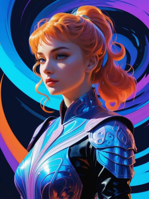 Futuristic Female Warrior with Red Hair