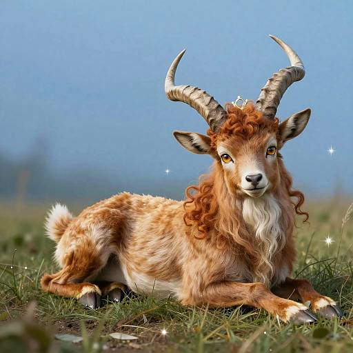 Playful Faun Lying on Grass