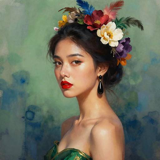 Elegant Woman with Floral Headpiece