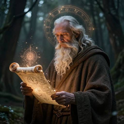 Wise Philosopher in Mystical Forest