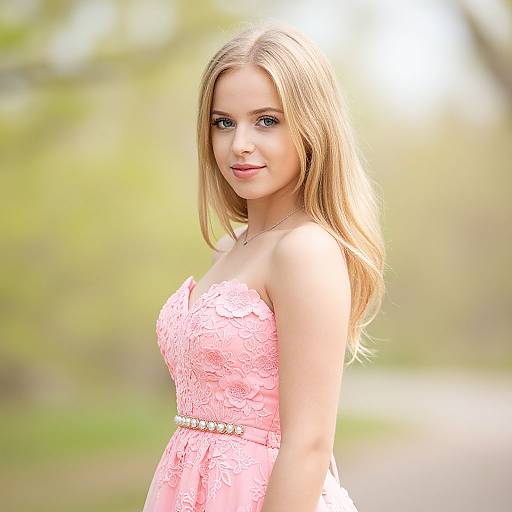 Blonde Girl in Country Prom Dress