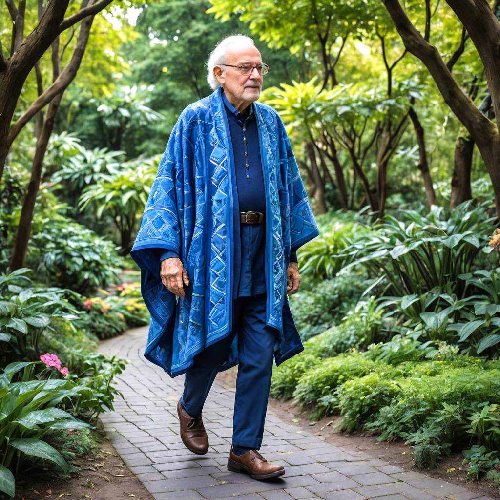 Cheerful Old Man in a Botanical Garden