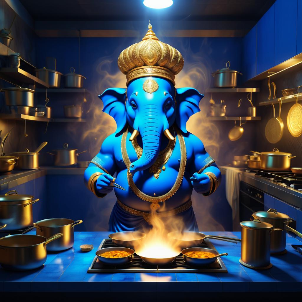 Ganesha Cooking: Artistic Depth Map Portrait