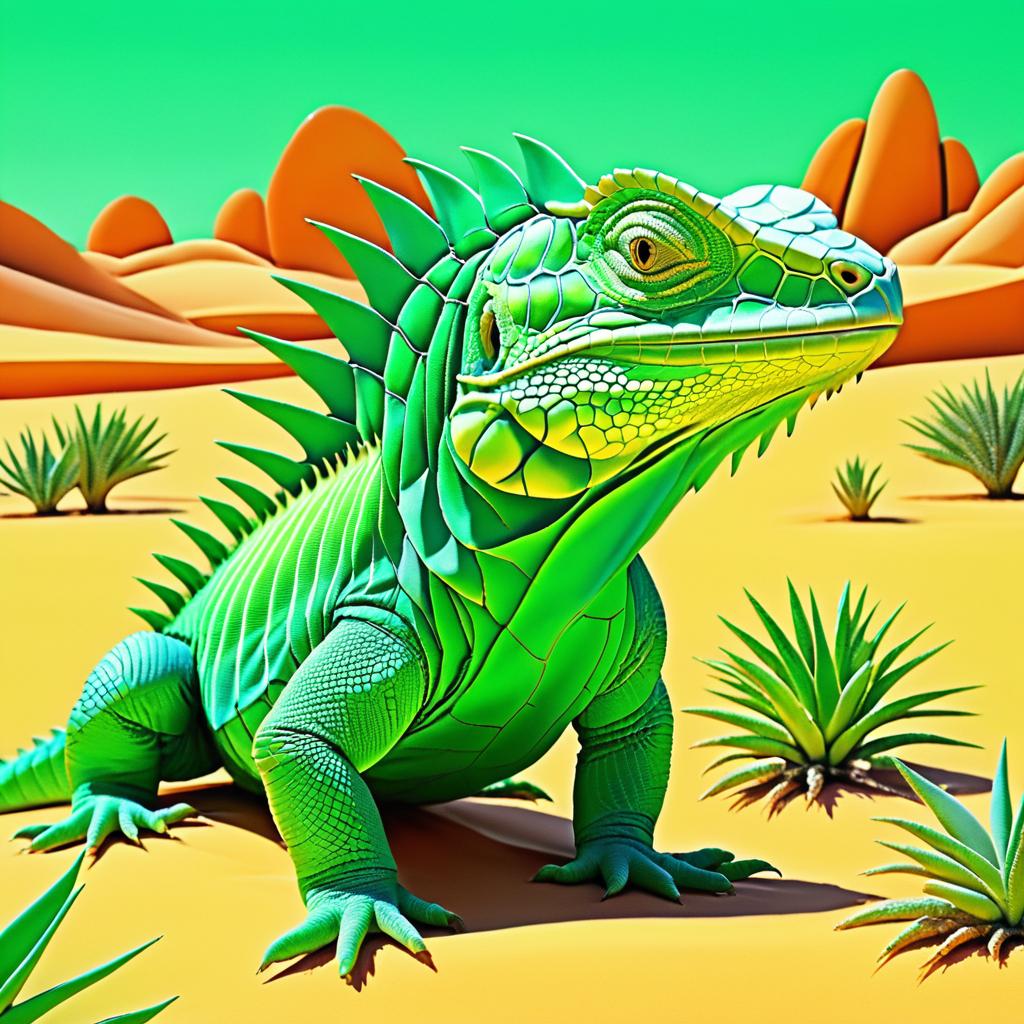 Whimsical Desert Scenes with Colorful Lizards