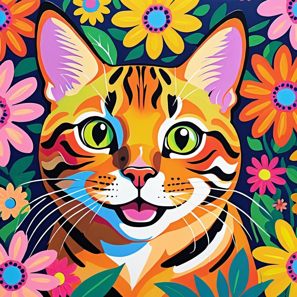 Vibrant Bengal Cat Pop Art Portrait