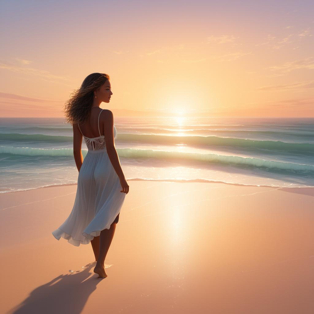 Serene Beach Sunset with a Woman