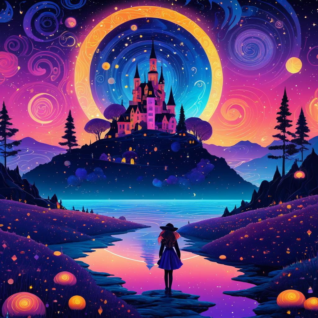 Cosmic Witch in a Vibrant Landscape