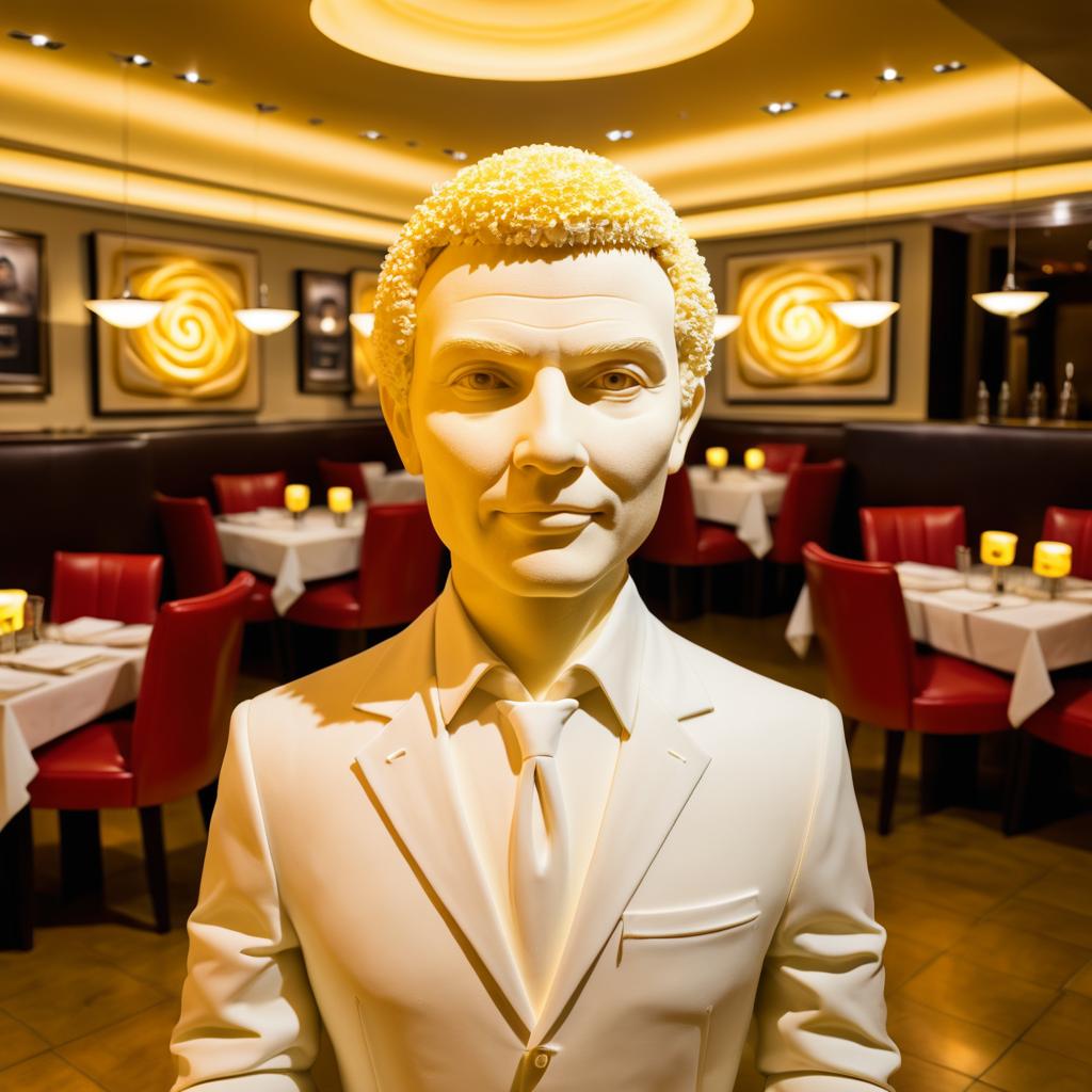 Cheesecake Sculpture of a Restaurant Patron