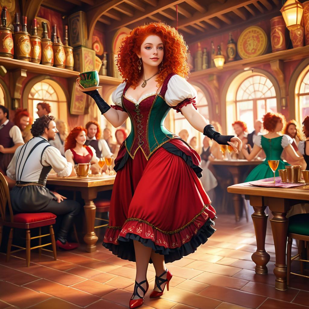 Vibrant Bard in Festive Tavern Scene