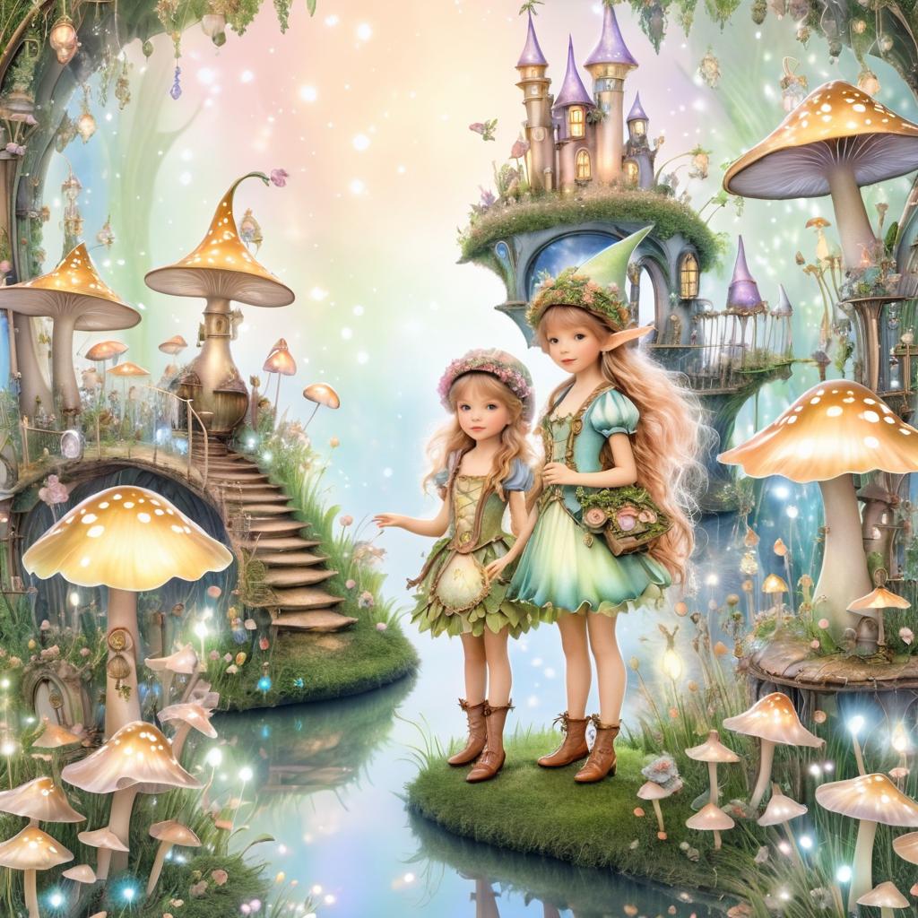 Whimsical Fairy and Elf in Steampunk Wonderland