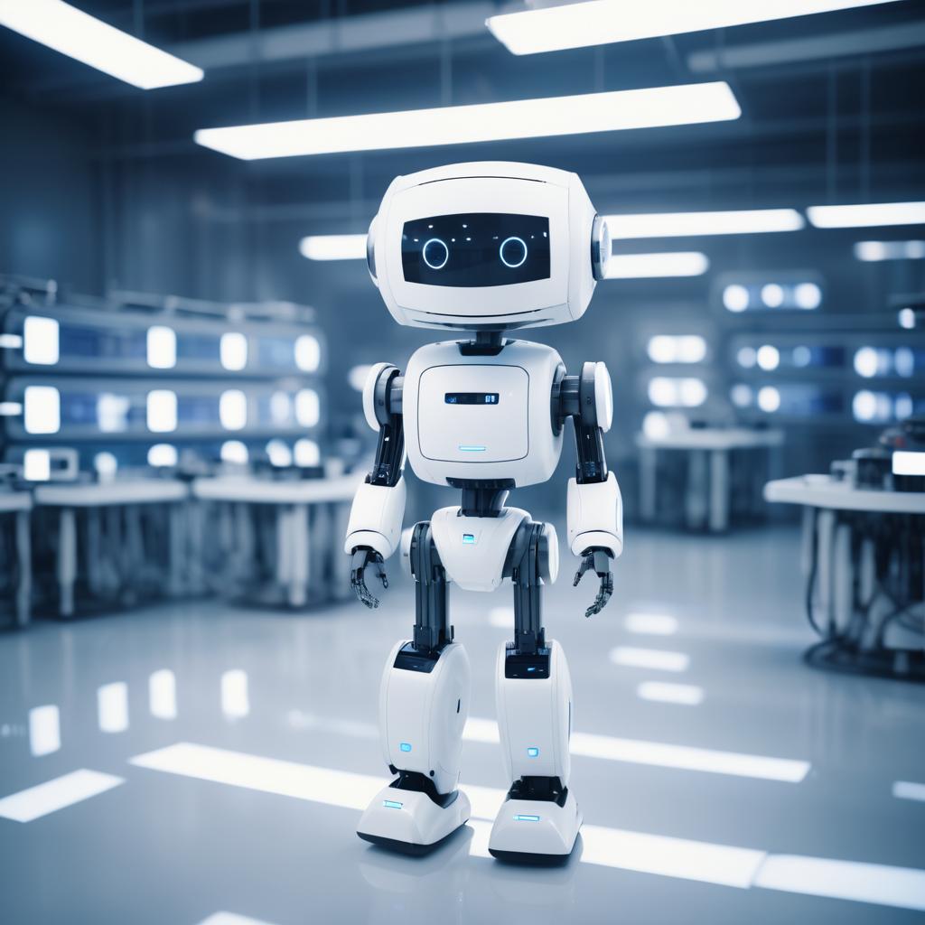 Smiling Robot in Futuristic Laboratory