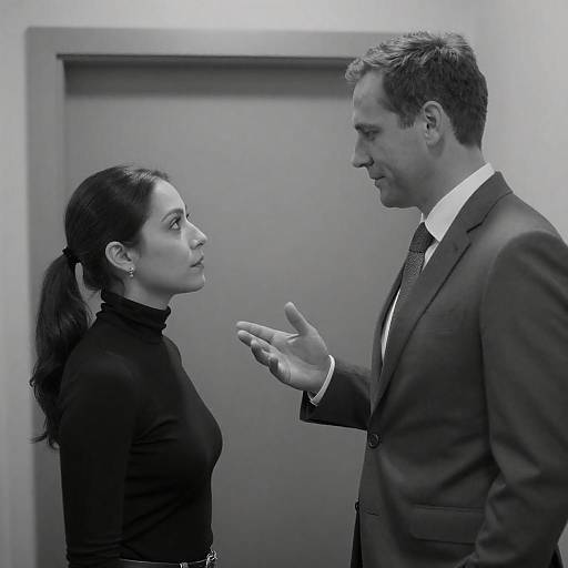 Black-and-White Hallway Encounter