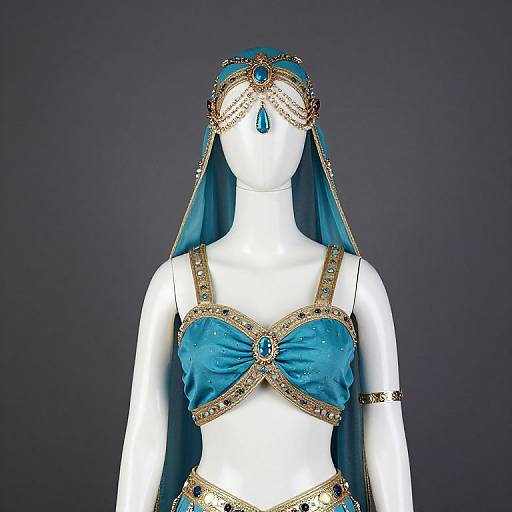 Mannequin in Blue and Gold Outfit