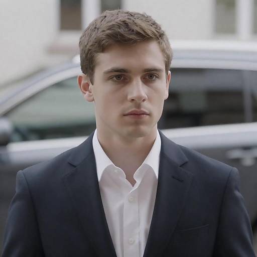 Young Man in Suit with Blurred Background