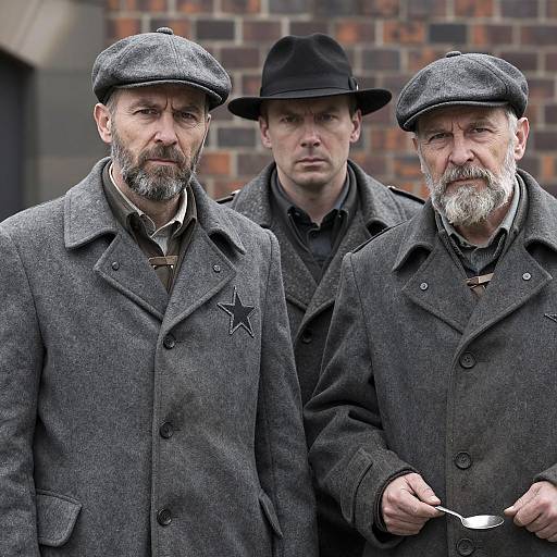 Three Distinguished Men in Worn Coats