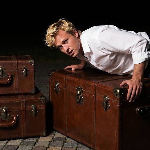 Blonde Man in Dim Cobblestone Room