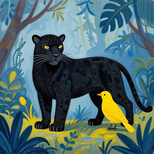 Black Panther and Yellow Bird Friendship