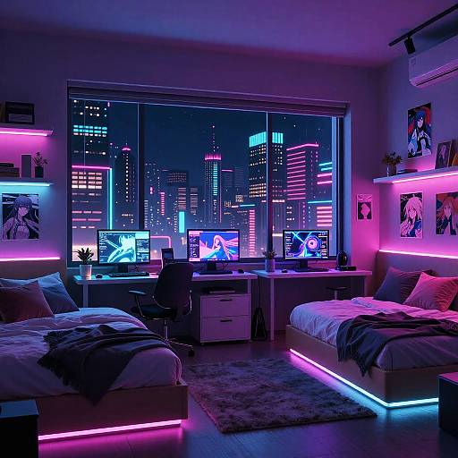 Cyberpunk Anime Bedroom Scene