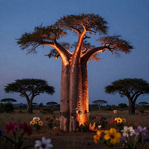 Glowing Baobab of Twilight Savannah