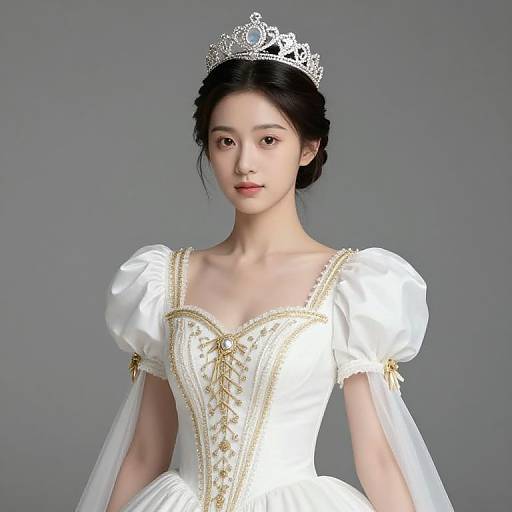 Regal Woman in White and Gold