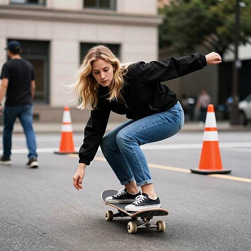 Blonde Skater in Urban Action Shot