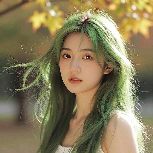 Young Woman with Half Green Hair