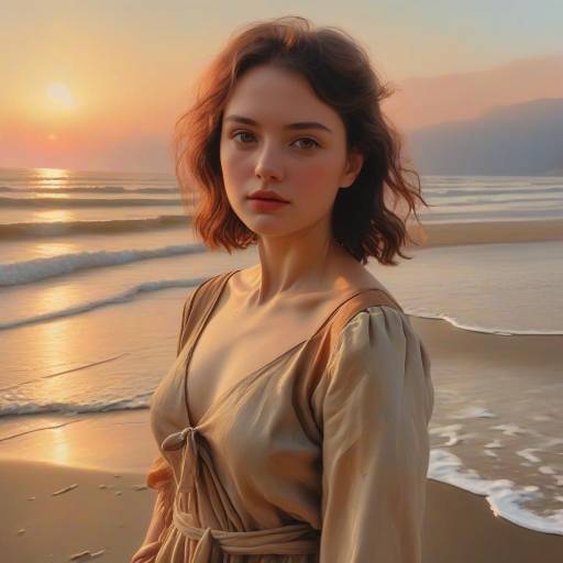 Serene Woman at Beach During Sunset