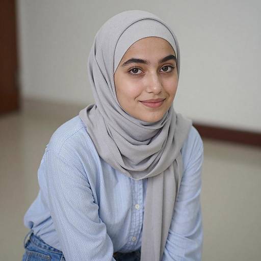 Young Woman in Gray Hijab Portrait