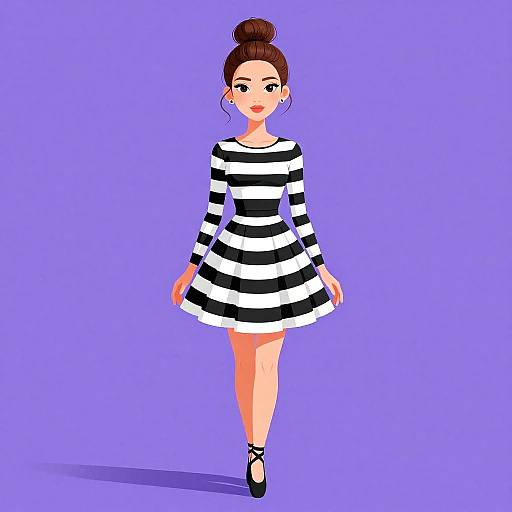 Elegant Woman in Striped Dress