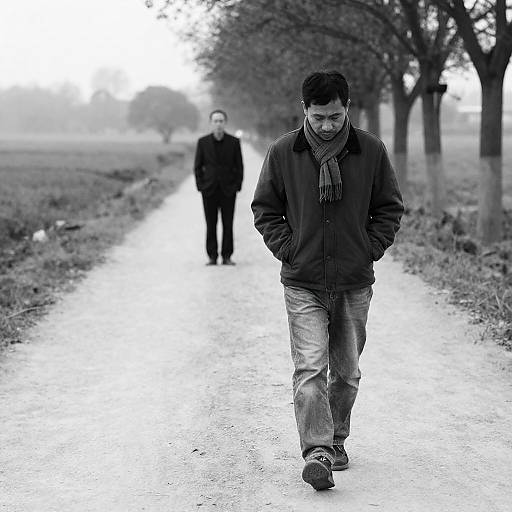 Mysterious Figures on a Dusty Path