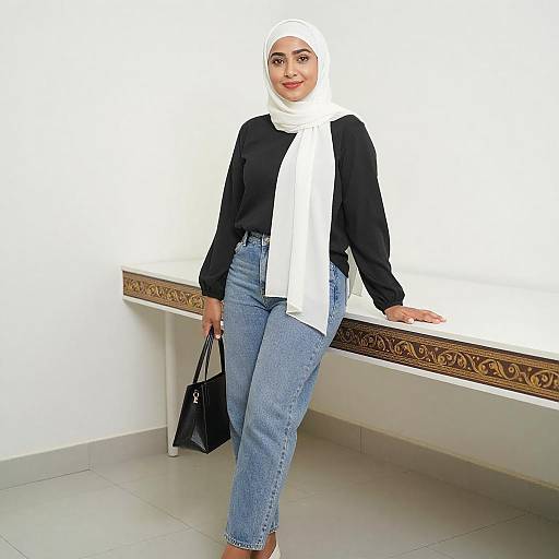 Woman in White Hijab Smiling Indoors