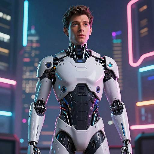 Futuristic Cybernetic Sam Altman Portrait