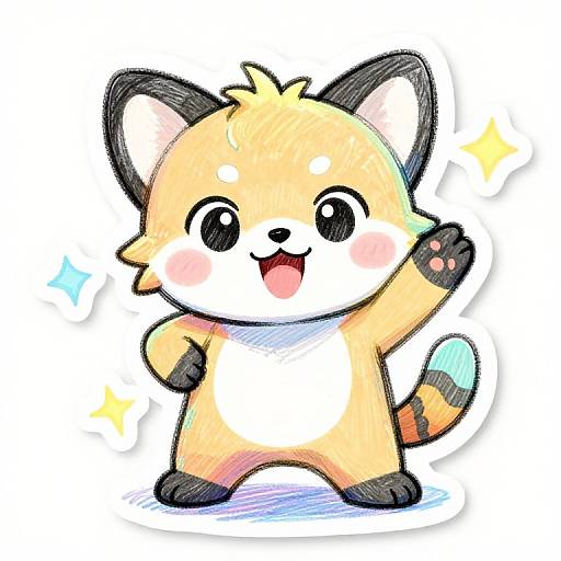 Cute Animal Mascot Sketch Sticker