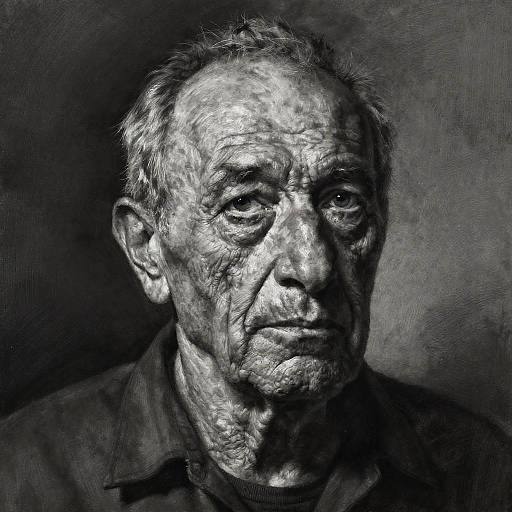 Charcoal Portrait of Elderly Man