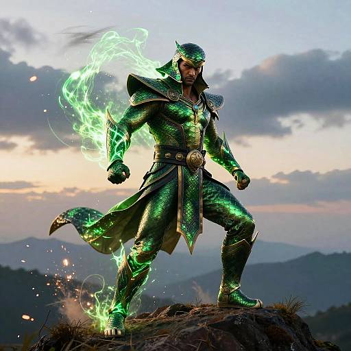 Emerald Python Warrior at Dusk