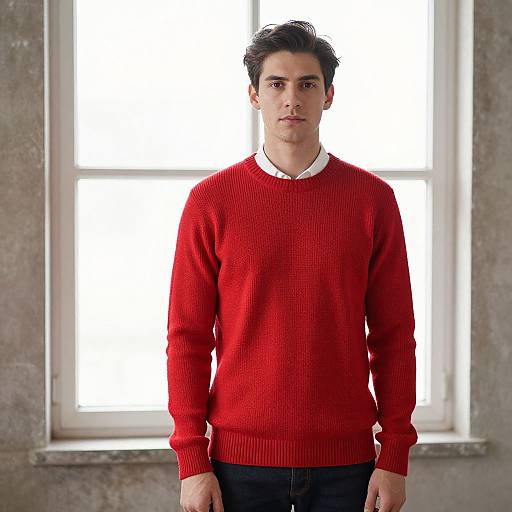 Man in Red Sweater by Window