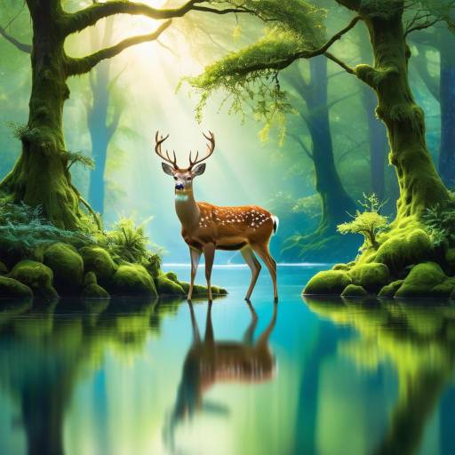 Serene Deer Gliding Through Lush Nature Serene Deer Gliding Through Lush Nature