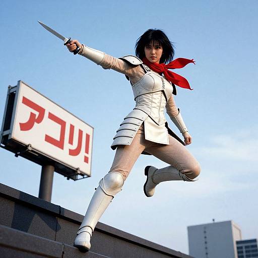 Dynamic Woman Assassin Action Shot