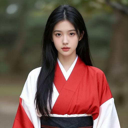 Asian Girl in Traditional Kimono