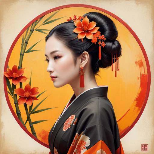 Elegant Portrait of Asian Woman in Attire