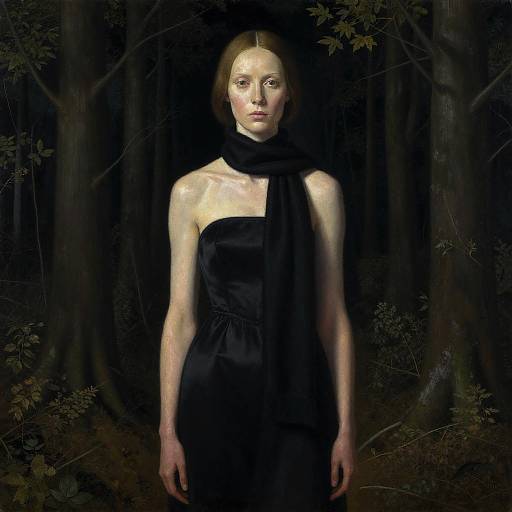 Silk-Skinned Woman in Night Forest