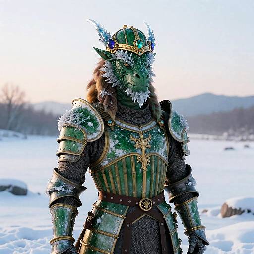 Majestic Ice Dragon in Snowy Valley