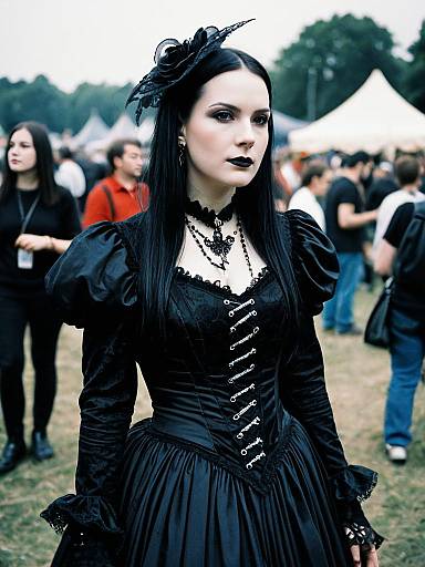 Woman in Gothic Gown at Festival