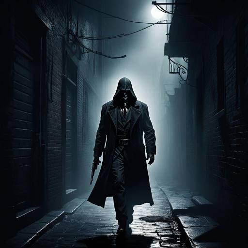 Shadowy Assassin in Noir Alleyway Shadowy Assassin in Noir Alleyway