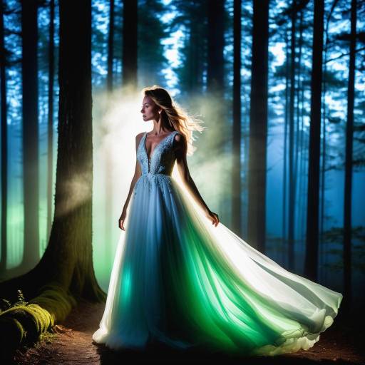 Backlit Woman in Flowing Gown Portrait Backlit Woman in Flowing Gown Portrait