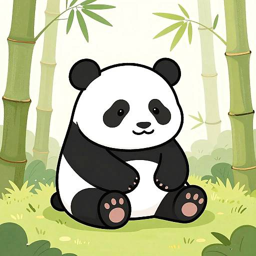 Gentle Panda Cub in Bamboo Clearing