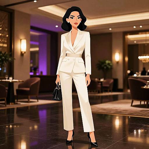Elegant Woman in Luxury Hotel Lobby