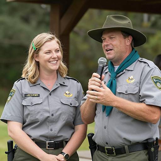 Park Rangers Speaking Outdoors